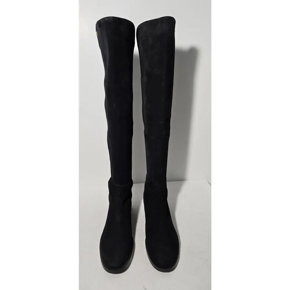 Stuart Weitzman Keelan City Black Suede Microstretch knee Boots w/Logo Sz 9 B